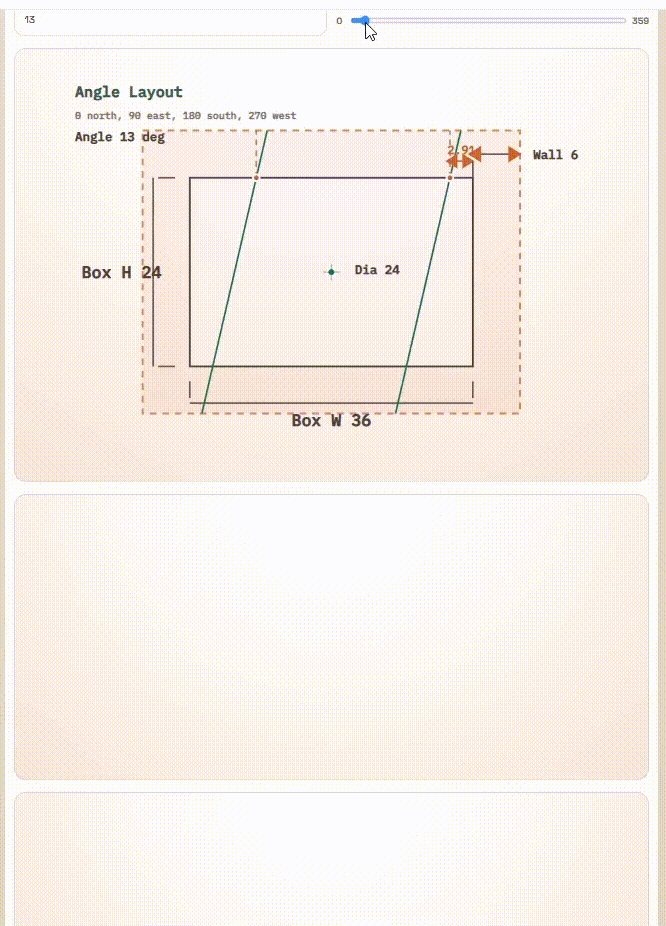 Animated tool preview adjusting the dimensions of a corner-hole cut