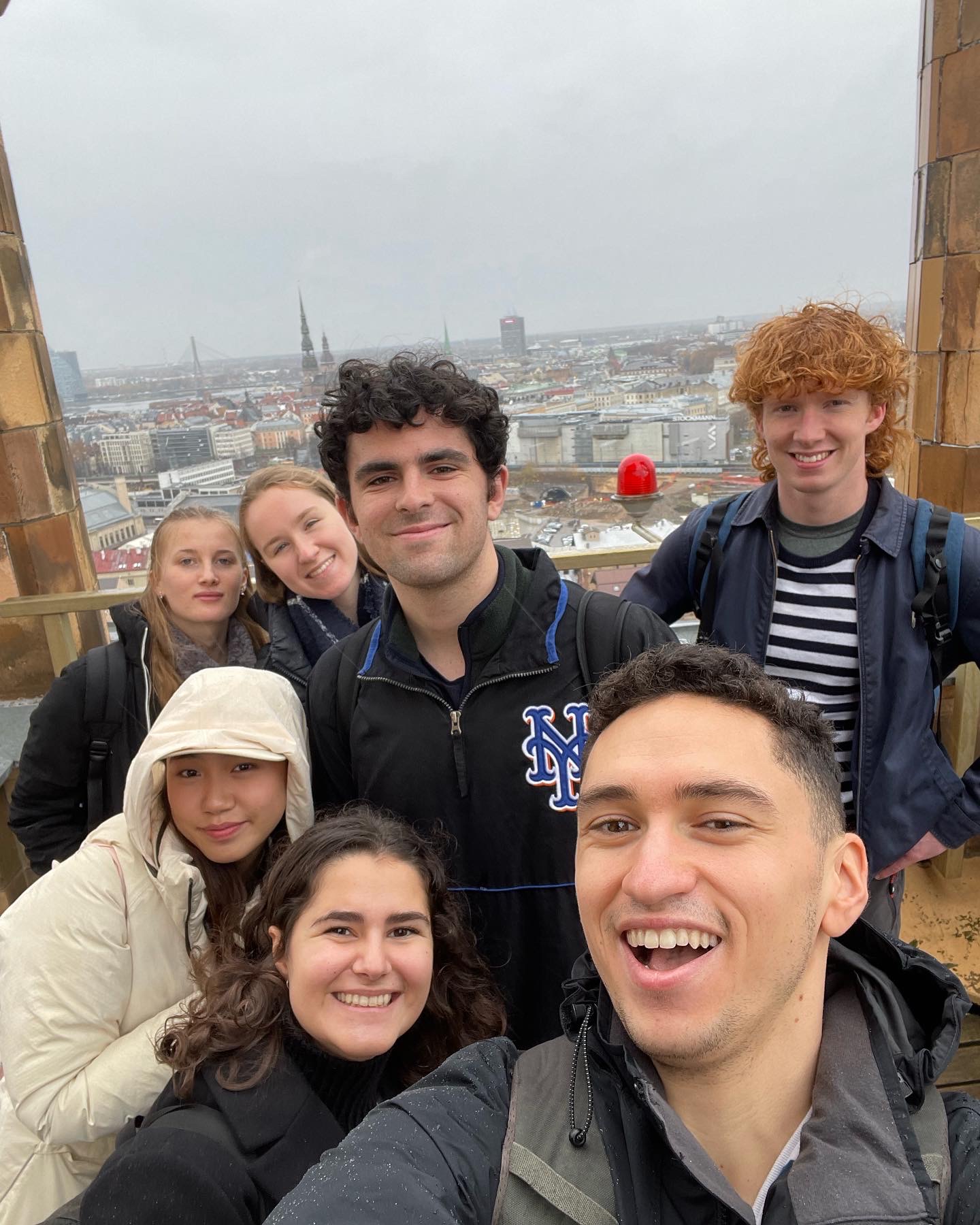 Jack and friends overlooking the old town of Riga, Latvia
